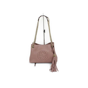 Gucci Chain Shoulder Bag Interlocking DesignLeather Pink ElegantCompact